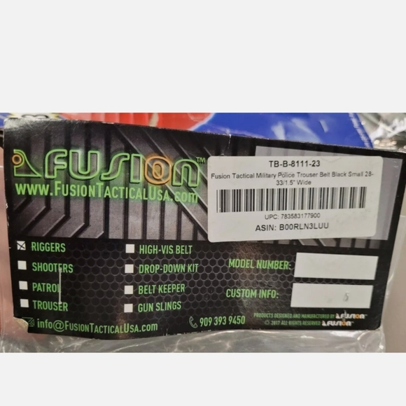 Fusion Tactical Riggers Belt Black 2” Wide SIZE: Small 28-33" - Picture 3 of 11